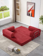 Canapé lit/méridienne 200 cm déployé velours bleu BIPBOP SOFA