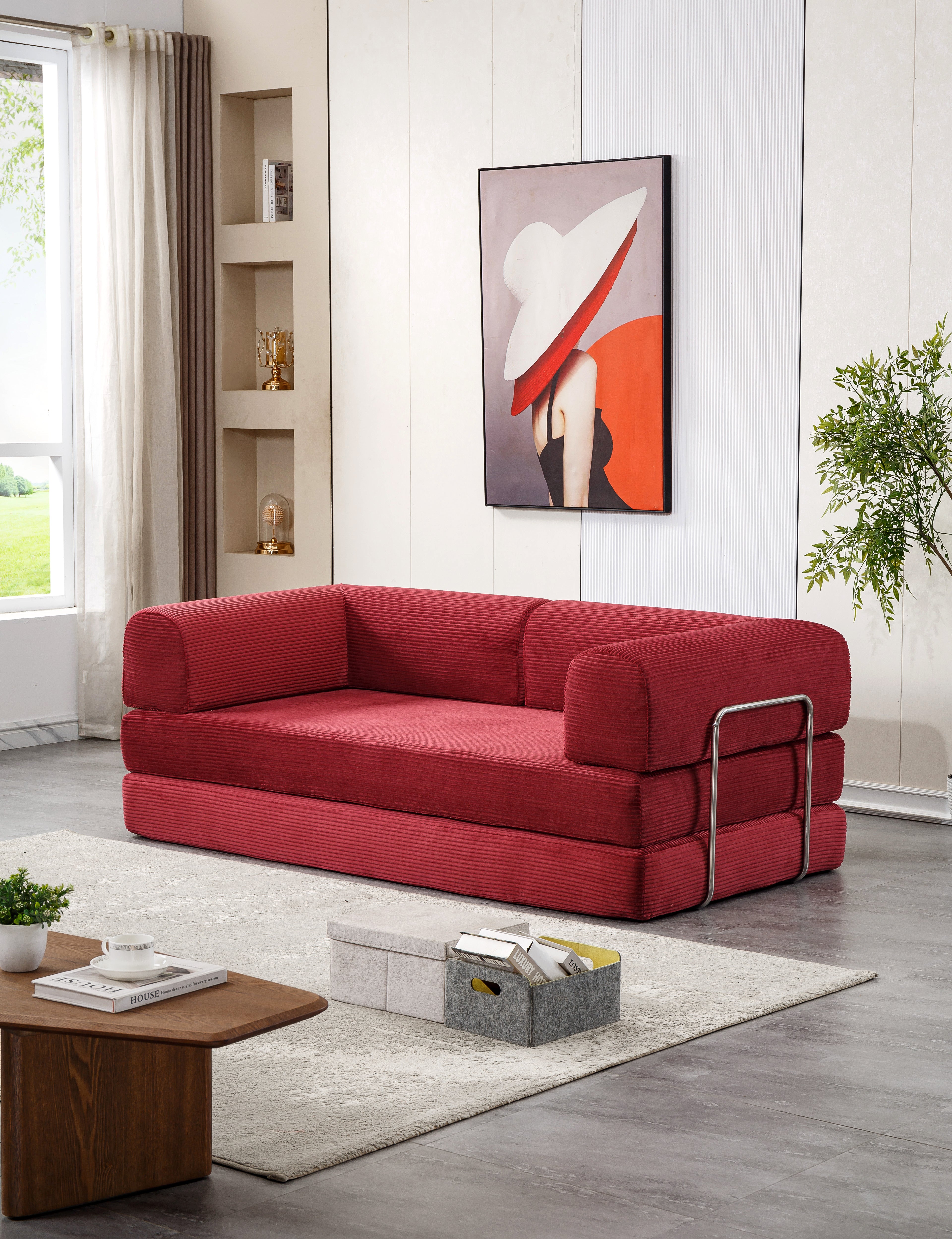 Canapé modulable velours rouge salon élégant BIPBOP SOFA