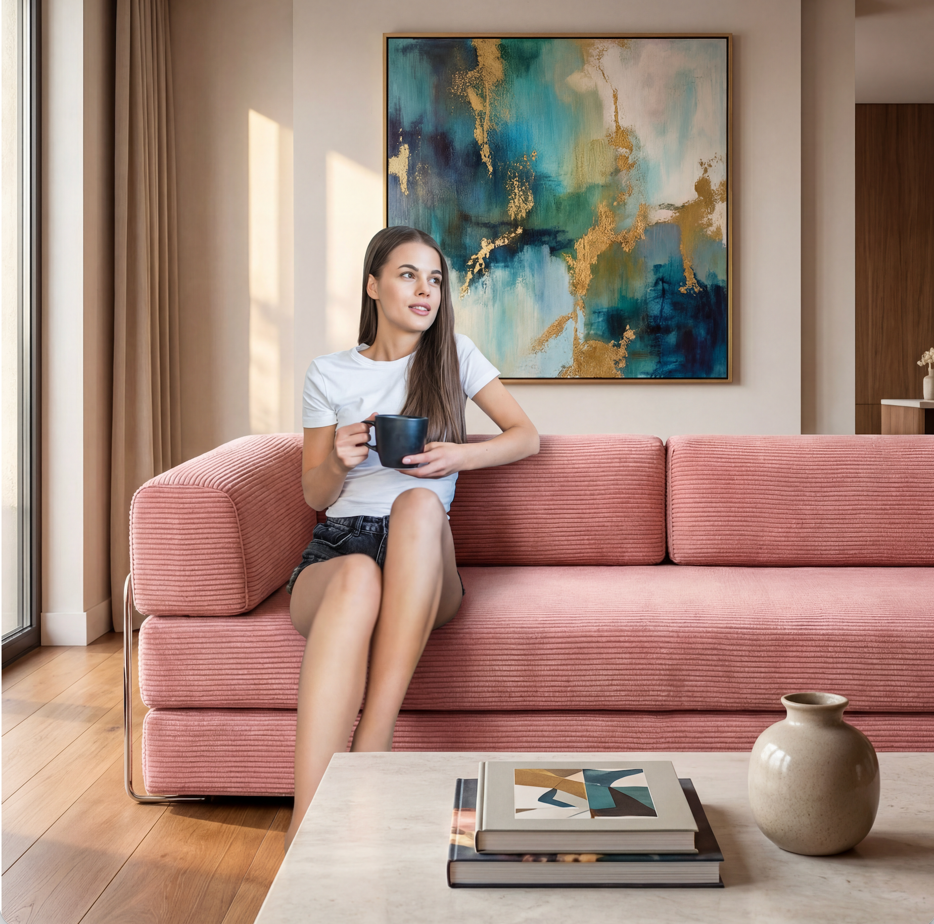 Détail du tissu velours côtelé du canapé BIPBOP SOFA